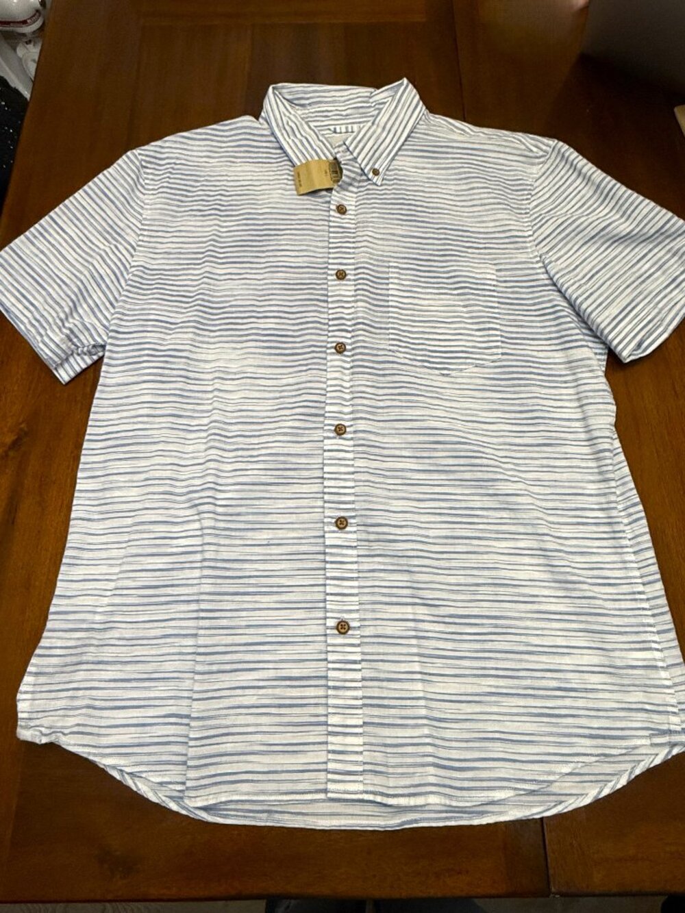 American Eagle Mens L Blue Striped Shirt NWT Coastal Preppy Old Money Chic 4535